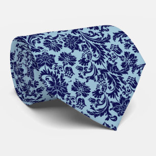 Navyblau & Babyblau Florales Paisley-Muster Krawatte