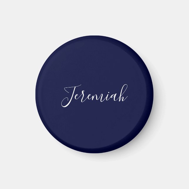 Navyblau einfaches modernes eigenes Namens-Calligr Magnet (Vorne)