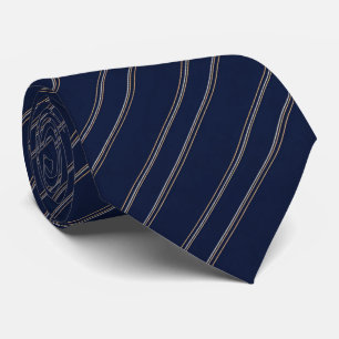 Navyblau Elfenbein Gold Pinstripes Krawatte