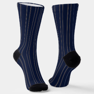Navyblau Elfenbein Gold Pinstripes Socken