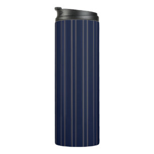 Navyblau Elfenbein Gold Pinstripes Thermosbecher