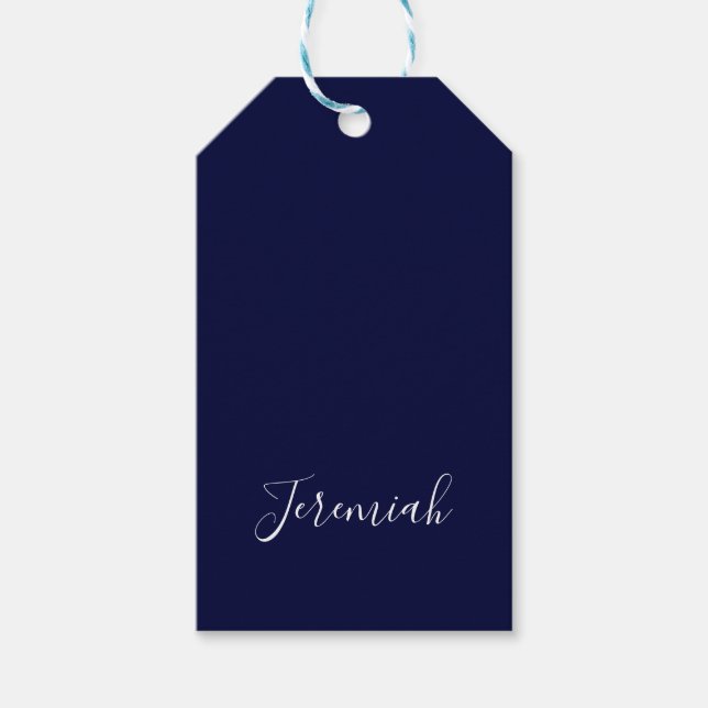 Navyblau Farbe schlichte moderne eigene Name Kalli Geschenkanhänger (Vorderseite)