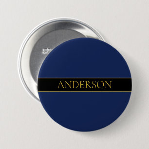 Navyblau & Gold Name Nachname oder Firma Button