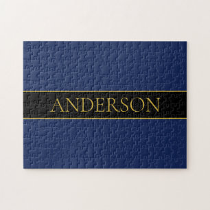 Navyblau & Gold Name Nachname oder Firma Puzzle