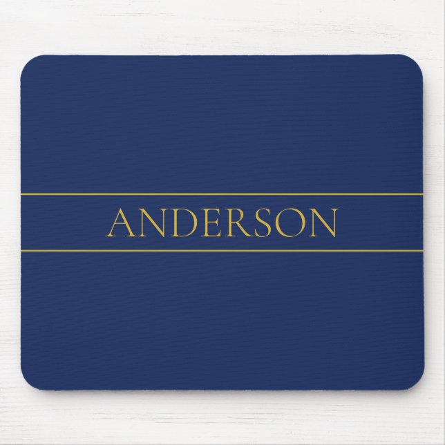 Navyblau & Gold Name Nachname oder Geschäft  Mousepad (Vorne)