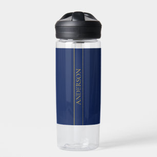 Navyblau & Gold Name Nachname oder Geschäft Trinkflasche