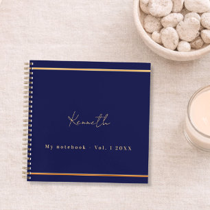 Navyblau-goldene Namensschrift minimalistisch Notizbuch