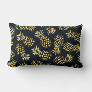 Navyblau-goldenes Ananas-Muster Lendenkissen