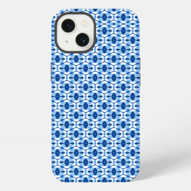 Navyblau & Hellblau Abstrakte Geometrie  iPhone Hülle (Rückseite)