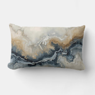 Navyblau Hellblau Braun Grau Moderne Abstraktkunst Lendenkissen