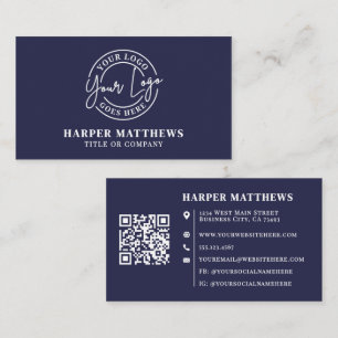Navyblau-Minimalistisches-professionelles-Logo-QR- Visitenkarte