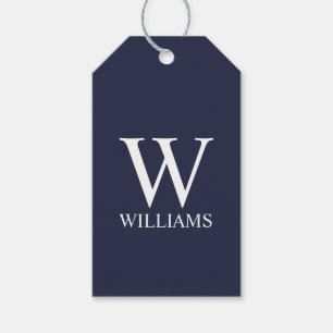 Navyblau personalisiertes Monogramm und Name Geschenkanhänger