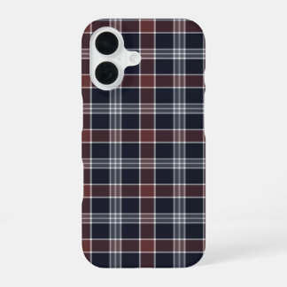 Navyblau und Burgunder Karo iPhone 16 Hülle
