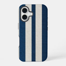 Navyblau und cremefarbene vertikale Streifen nahtl iPhone 16 Hülle