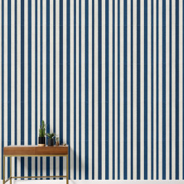 Navyblau und cremefarbene vertikale Streifen nahtl Tapete