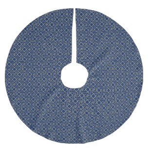 Navyblau und falsches Gold - marokkanisches Mosaik Polyester Weihnachtsbaumdecke