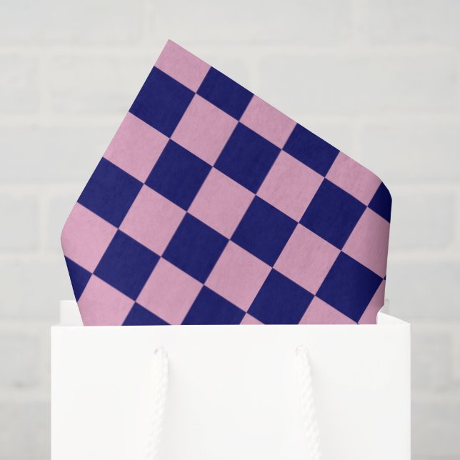 Navyblau- und Hellrosa-Karo-Muster Seidenpapier (Geschenktüte)