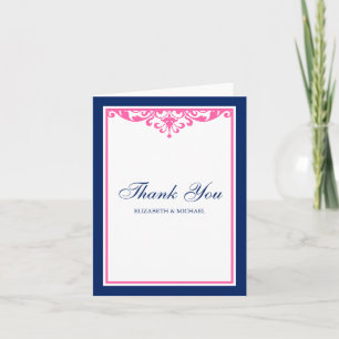 Navyblau und Rosa Flourish Hochzeit Danke