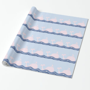 Navyblau und rosa Wal Geschenkpapier