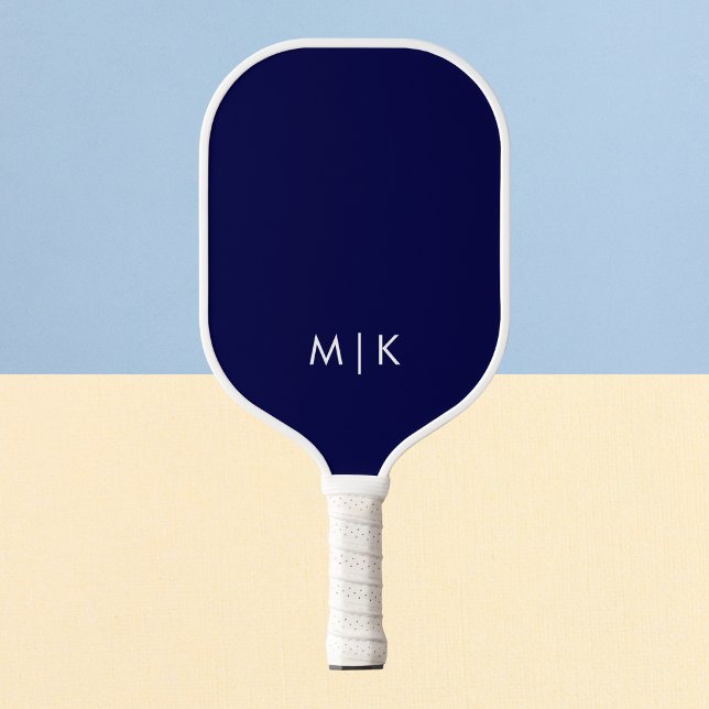 Navyblau und Weiß | Modernes Monogramm Pickleball Schläger (Von Creator hochgeladen)