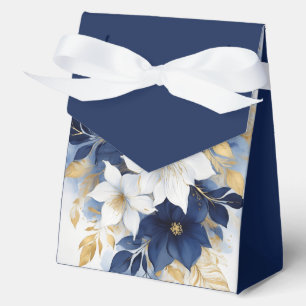 Navyblau und weiße botanische Blumen Geschenkschachtel