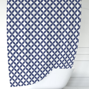 Navyblau und Weiße Geometrie Duschvorhang