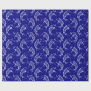Navyblau und weiße Koi-Fische japanisch Geschenkpapier