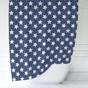 Navyblau und weiße Sterne Duschvorhang