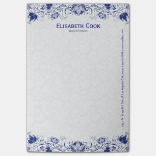 Navyblau und weißer vintage Blumenlace 3 Post-it Klebezettel