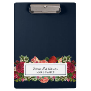 Navyblau Vintage Floral Blush Klemmbrett