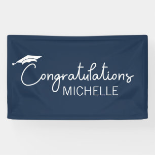 Navyblau Weiße Abschluss Gratulation Banner