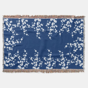 Navyblau Weiße Kirschblüte  Decke