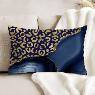 Navyblaue Achat-Gold-Glitter-Leopardenflecken Dekokissen