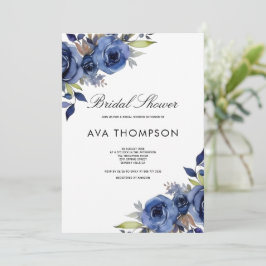 Navyblaue Blumen-Hochzeitsdusche-Einladung Einladung