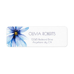 Navyblaue Blumen Minimalistische Rücksendeadress-E