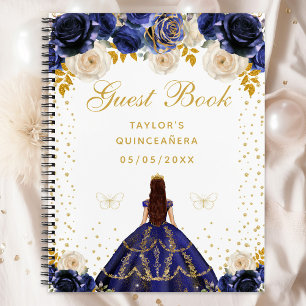 Navyblaue Blumen-Prinzessin-Quinceañera Notizbuch