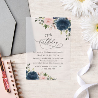 Navyblaue Blumen, rosa Blumen, Boho, Geburtstag