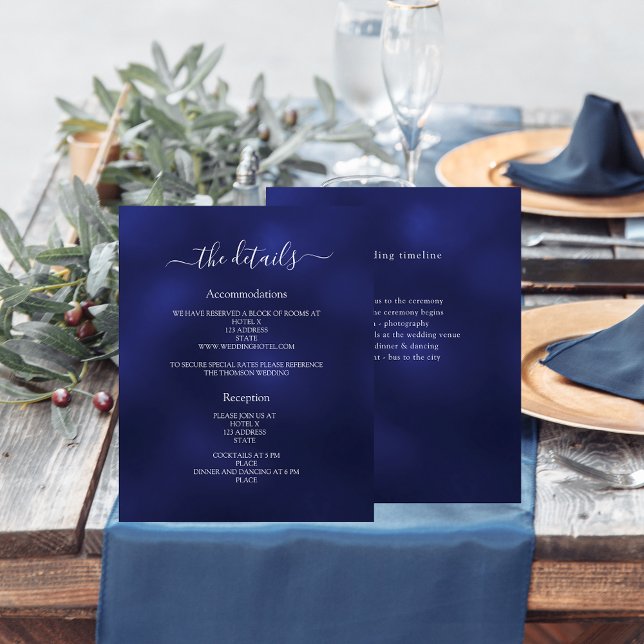 Navyblaue Budget-Hochzeitsprogramm-Details Flyer (Von Creator hochgeladen)