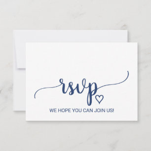 Navyblaue einfache Kalligrafie-Menüauswahl-RSVP-Ka RSVP Karte