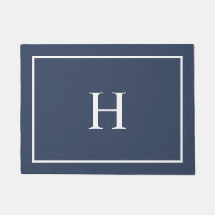 Navyblaue elegante moderne Monogramm Fußmatte