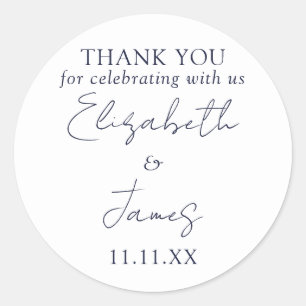 Navyblaue elegante Schrift Hochzeit Danke Runder Aufkleber