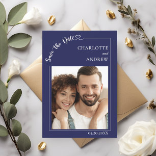 Navyblaue Elfenbein-Foto-Hochzeits-Save-the-Date-K Save The Date