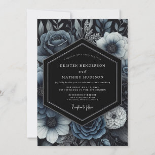 Navyblaue fesselnde gotische Hochzeit Einladung