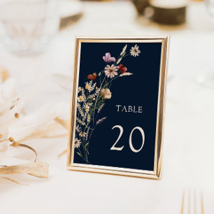 Navyblaue florale Boho-Hochzeitstischnummern