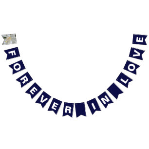 Navyblaue Forever in Love Hochzeit Wimpelkette