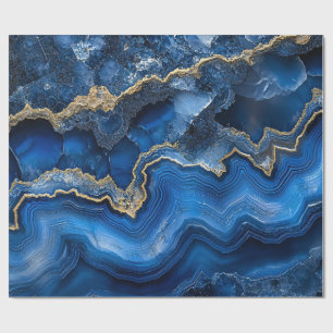 Navyblaue Geode Scheibe mit Goldadern Geschenkpapier