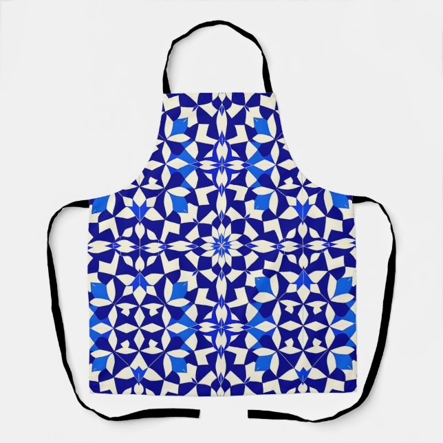 Navyblaue geometrische Blumengestaltung Schürze (Vorderseite)