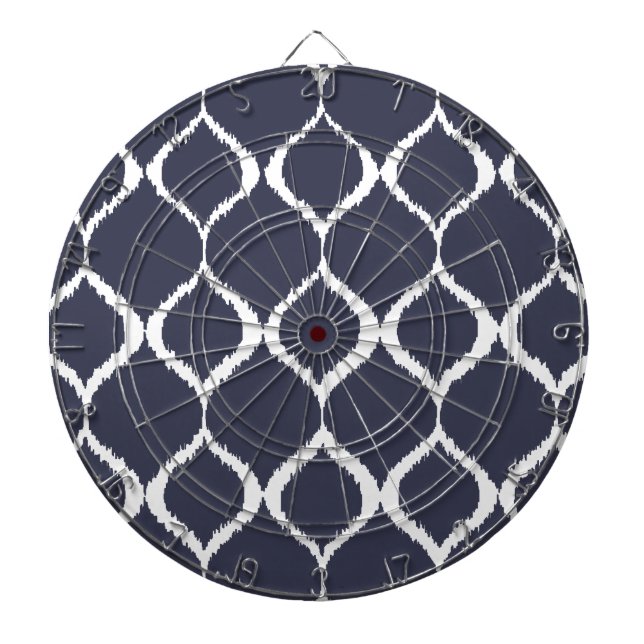 Navyblaue geometrische Ikat-Stammesdruck-Muster Dartscheibe (vorne)