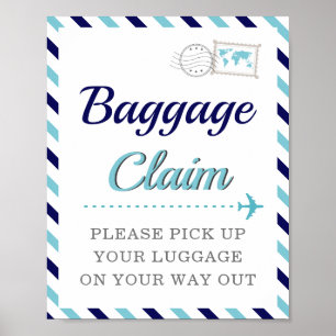 Navyblaue Gepäckausgabe Reisefluggesellschaft Favo Poster