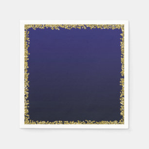 Navyblaue getauchte goldene Glitter-Glamour-Party Serviette